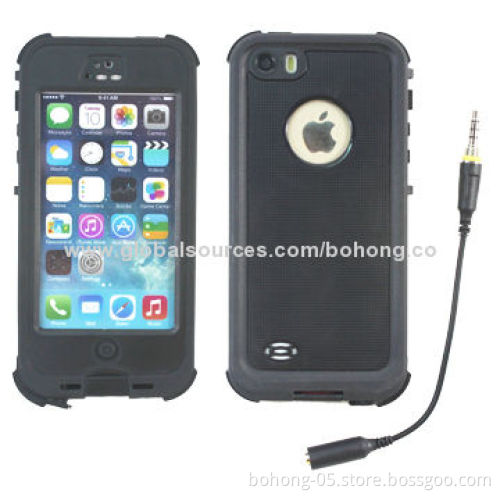 Waterproof PC Cases for iPhone 5S, Tempered Glass Screen Protector, Passed 2M Waterproof Test